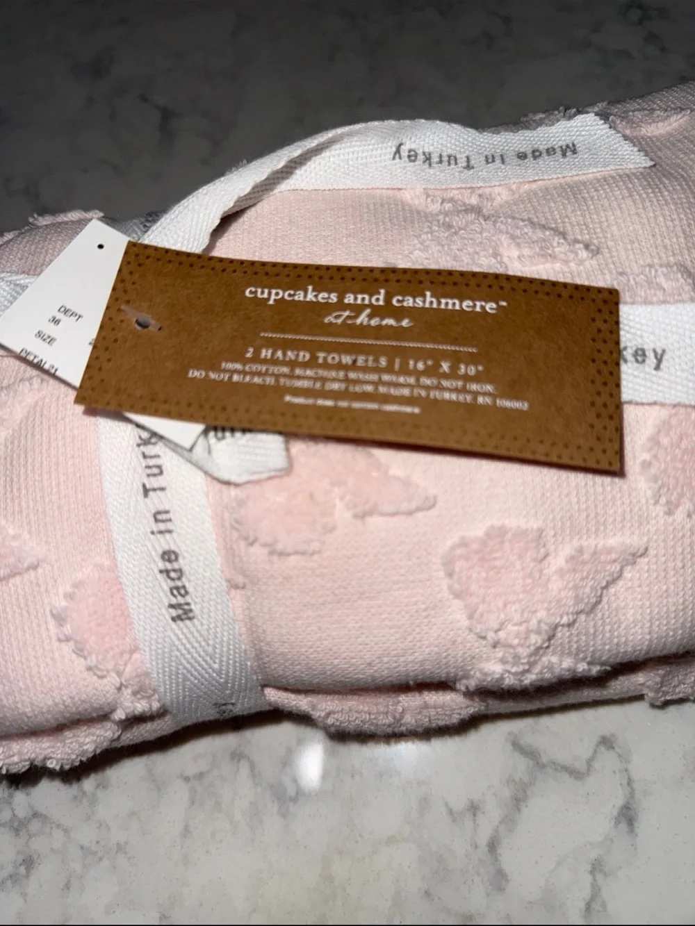 New Cupcakes and Cashmere Pink Bow Hand Towels